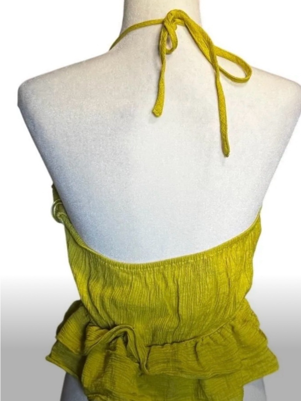 Anthropologie Milk & Honey Crocheted Lace-Halter Knit Peplum Tank Top - Green - Picture 6 of 7